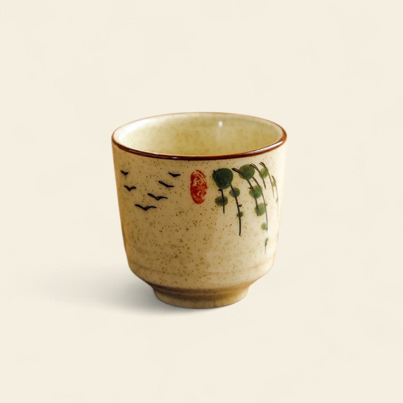 Hand-Painted Willow Tree Ceramic Tea Cup